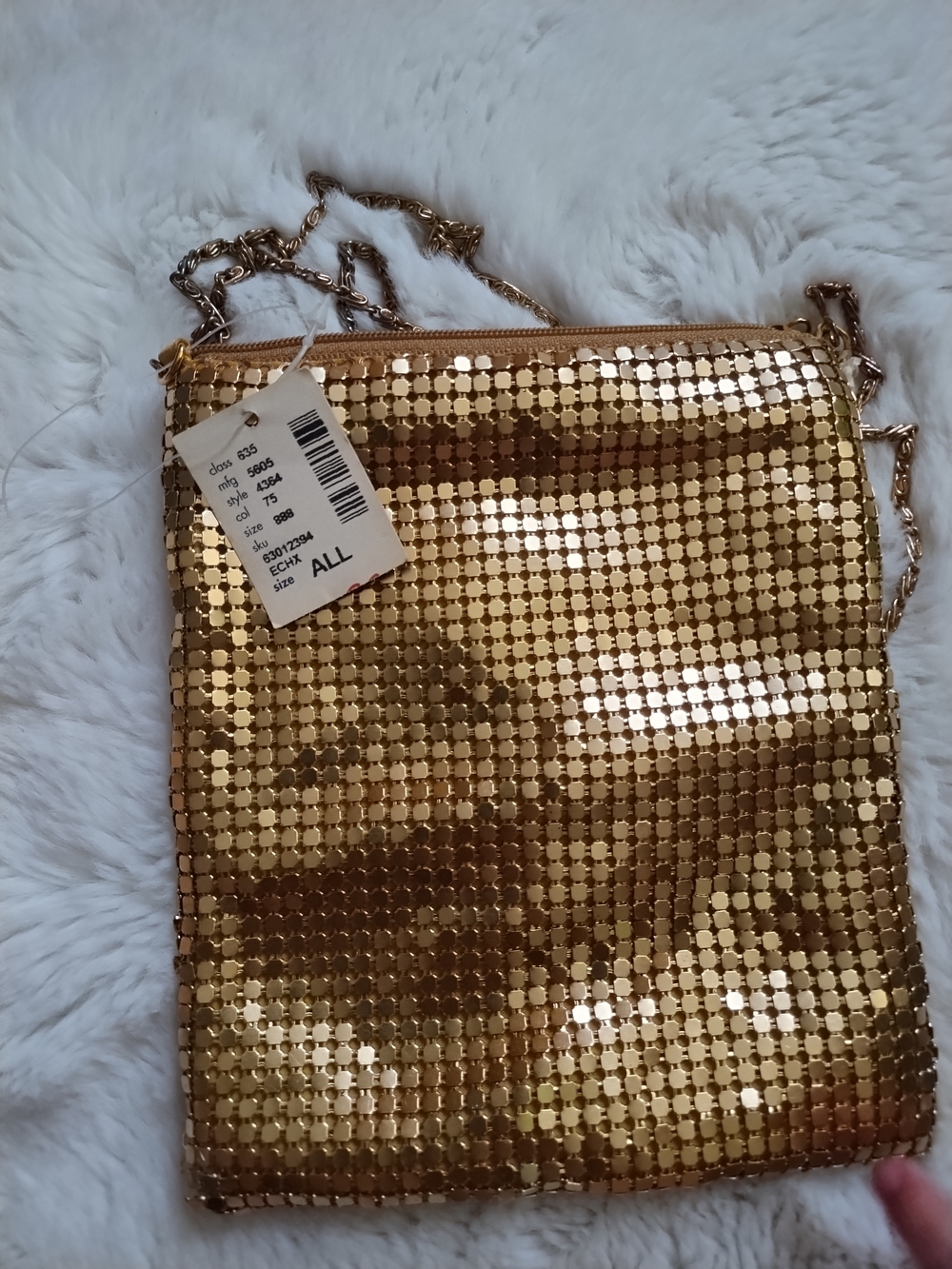 Gold Sequin Chain Crossbody Bag - Unbranded